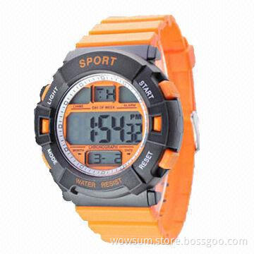 Sports watch, good-quality digital movement with 30 meters water-resistant